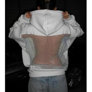 Sudadera con Capucha Y2K Personalizada de Malla Transparente, de Alta Calidad, Sexy, sin Espalda, Holgada - Product Image 2