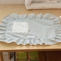 Napperon en dentelle rayée moderne de style français bleu ciel Ins-Style serviette en tissu à volants frais décoration de table cache-poussière