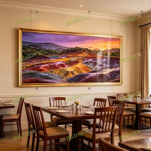 Tableau mural arc-en-ciel de luxe, peinture de paysage aux sept couleurs vibrantes, décoration LED pour salon, peinture en porcelaine cristalline - Product Image 5