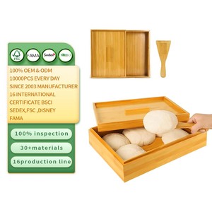 Scatola di cibo di bambù con un coperchio è adatto per 6 palline di pasta ed è un contenitore di correzione dell'impasto per cucine domestiche - Product Image 1