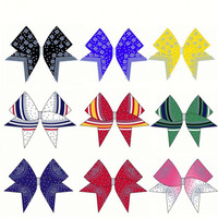 Chaussettes de cheerleading personnalisées avec nœud en vinyle pailleté rose vif, strass néon et ruban de sensibilisation au cancer