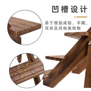 Étagère à plusieurs niveaux en bois, 40x32x18cm, support de rangement polyvalent pour bijoux, organisateur de bureau pour plantes, en bois massif - Product Image 5
