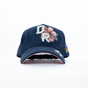 New Style Navy Suede Baseball Hat 3D Letter Embroidery Floral <strong>Koi</strong> Fish Gorras Satin <strong>Lining</strong> Streetwear Baseball Cap - Product Image 1