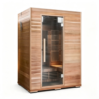 Cabine de sauna infrarouge étroite et large 1500x1100x2000mm en bois de pruche/cèdre/épicéa, cabine vapeur 2 personnes pour appartements et hôtels de charme