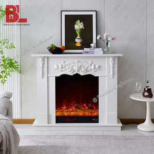 ชุดเตาผิงเทียมแบบอิสระพร้อมแผ่นเตาผิงไฟฟ้าแกะสลักด้วยมือสีขาวแบบ DIY - Product Image 1