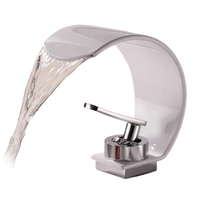 Yite sáng tạo độc đáo hiện đại Thác Nước Phong Cách duy nhất lỗ nóng/lạnh vòi nước chậu rửa phòng tắm ánh sáng sang trọng sàn gắn đồng thau - Product Image 1