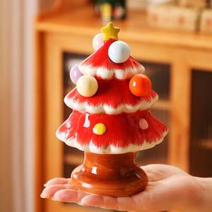 Juego de tenedores de cerámica con forma de árbol de Navidad, creativos, seguros y bonitos, para frutas, para niños, de alta estética, reutilizables, para decoración de mesa en el hogar. - Product Image 2