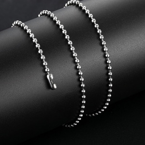 Collier en chaîne à billes en acier inoxydable, forme ronde, bijoux unisexes, pendentif chaîne PL003 - Product Image 1