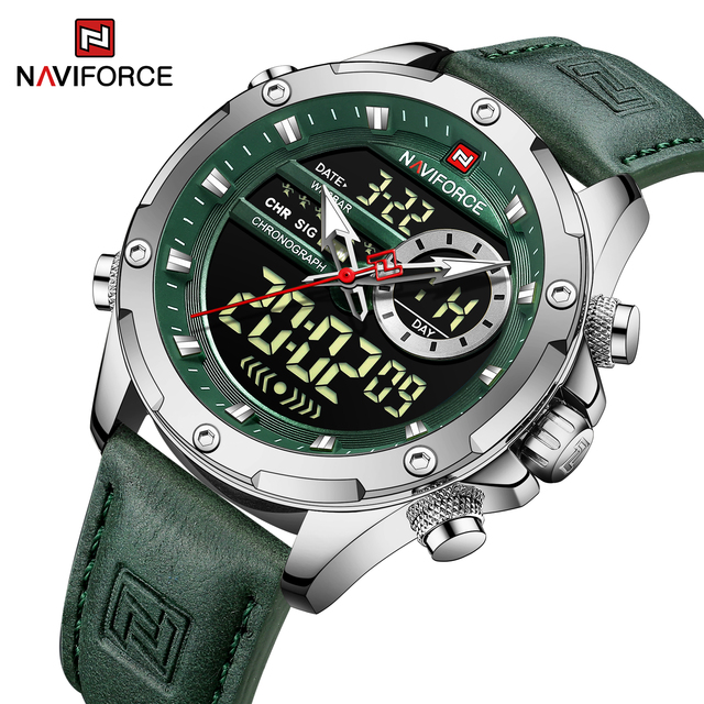 NAVIFORCE 9208 Factory Men Watches Quartz Analog LCD Watches