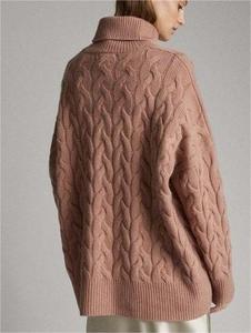 Fabricant de pull en laine et <span class=keywords><strong>coton</strong></span> biologique épais surdimensionné pour femmes pull à <span class=keywords><strong>col</strong></span> <span class=keywords><strong>roulé</strong></span> en tricot torsadé pour dames - Product Image 3