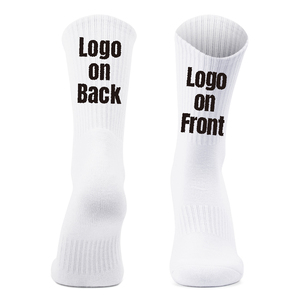 Chaussettes de sport imperméables blanches pour hommes, en coton tricoté, pour le basketball et le cyclisme, avec logo personnalisé, chaussettes habillées noires pour l'automne - Product Image 5