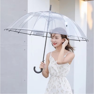 Custom Logo Printed Clear Sight Transparent Umbrella Strong POE Folding Regenschirm Classic Wedding Gift Sublimation Design