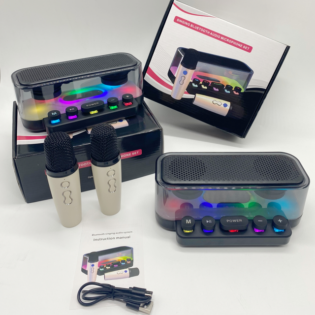 Bluetooths Karaoke Set Home Party KTV RGB Light Radio Wireless Microphone Portable Kids Toy Birthday Gift