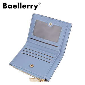 กระเป๋าสตางค์สั้นผู้หญิง Baellerry สีน้ำเงิน หนัง PU แบบพับสองตอน มีซิปใส่เหรียญ ขนาดเล็ก 5 นิ้ว ใช้ได้ทุกวัน - Product Image 2