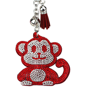 Kim cương khỉ keychain Bling Bling pha lê Rhinestone Mặt dây chuyền dệt kỹ thuật động vật vòng chì<span class=keywords><strong>a</strong></span> khó<span class=keywords><strong>a</strong></span> lợn mô hình quyến rũ Bling Keychain - Product Image 1