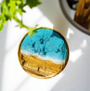 Plateau en résine de forme personnalisée et en bois massif Design élégant pour service à l'hôtel, à la maison ou au restaurant - Product Image 3