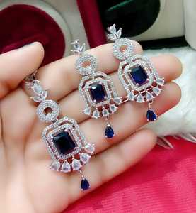 American Diamond Pendant Set Cz Stone Party Wear Joyería de diseño premium Producto a granel hecho a mano - Product Image 2