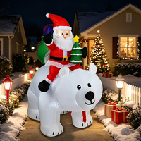 Ornements de Noël gonflables personnalisés pour l'extérieur, Père Noël sur un ours polaire avec lumières LED, décorations de Noël