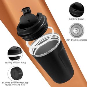 Mug de voyage isotherme personnalisé avec logo, 12 oz et 17 oz, anti-fuite, en acier inoxydable, réutilisable, avec couvercle - Product Image 3