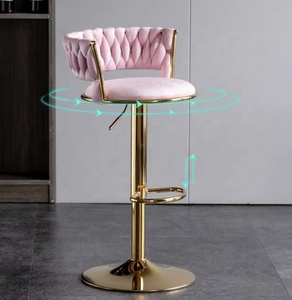 Tabouret de bar pivotant en velours vert de luxe moderne, réglable en hauteur, avec pieds dorés, idéal pour la cuisine - Vente chaude directe usine - Product Image 1