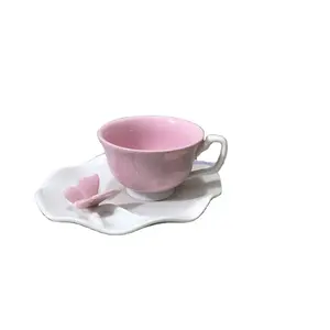 Macaron Farbe Kaffeetasse und Untertasse Set exquisite kompakte 90ml Keramik Tasse