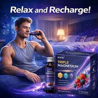 Complément Liquide Triple Magnésium Saveur Baies Mélangées Mélange 3-en-1 Sommeil Profond Relaxation Soulagement du Stress Liquide Oral