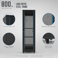 Armoire informatique en acier laminé à froid SPCC avec porte en maille perforée, rails de montage réglables, options de planche PDU et de ventilateur, rack de serveur