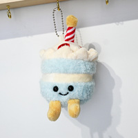 Pendentif anti-stress en peluche rembourré de coton PP de 12 cm (4 pouces) en forme de gâteau d'anniversaire ou de beignet amusant, décoration à suspendre pour sac, idéal pour les anniversaires