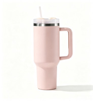 Gobelet isotherme à double paroi en acier inoxydable de 40 oz, fini mat, avec paille, résistant aux chutes, sans BPA, grand format, style américain