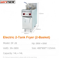 Friteuse électrique commerciale à 2 bacs et 2 paniers, autonome, équipement de cuisine pour restaurant, machine à frire poulet et frites