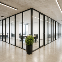 Cloison de bureau en verre avec cadre en aluminium, panneau de cloison en verre trempé, mur de séparation pour salle de réunion, écran d'intimité pour bureau, projets personnalisés
