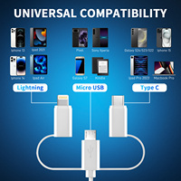 FIDECO transferencia de alta velocidad 3 en 1 USB TF lector de tarjetas SD compatible con OTG Lightning Micro tipo C Estación de lector multipuerto para Iphone