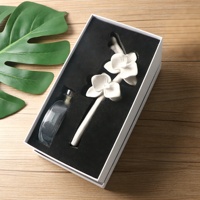 Diffuseur de parfum solide en pierre aromatique, fait main, avec fleur en porcelaine, en bouteille de verre de 100 ml, écologique, pour la maison, à base d'huile essentielle