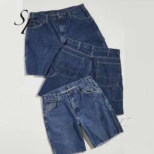 Design OEM di lusso Casual in tinta unita stile classico Skinny blu scuro Vintage Denim carpentiere corto per gli uomini - Product Image 4