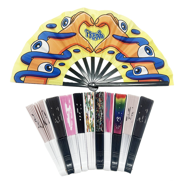 Custom LOGO Digital Printing Durable Silk Bamboo Folding Handheld Fan Painting Decoration Paper Festival Promotion Hand Fan