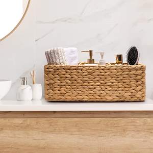 Compartiments du plateau du réservoir des toilettes naturelles OEM à l'arrière de la toilette Panier de rangement en jacinthe d'eau pour décoration féminine - Product Image 5