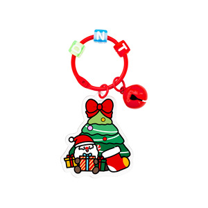 Porte-clés en plastique en forme de cloche de Noël mignonne avec motif de dessin animé, décoration DIY, petit cadeau, pendentif pour clés - Product Image 4