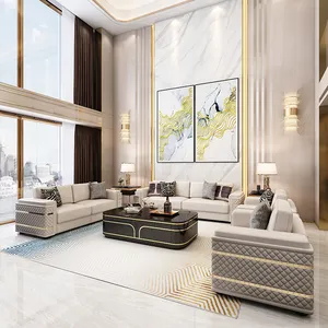 Sofá de couro de luxo moderno italiano, sofá grande de couro de luxo moderno para sala de estar, casa, mobiliário, sofá de combinação