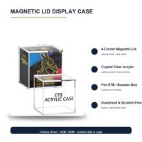 Boîte de présentation en acrylique avec couvercle magnétique pour booster box ETB, boîte de rangement transparente pour cartes à collectionner, anti-poussière, pour collectionneur