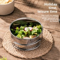 Ensemble de cuisine d'extérieur en acier inoxydable 304, kit de cuisine portable pour le camping, poêle à frire avec poignée pliable