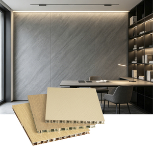 Panneau en <span class=keywords><strong>aluminium</strong></span> nid d'abeille à grain <span class=keywords><strong>de</strong></span> bois <span class=keywords><strong>de</strong></span> luxe au design moderne pour la décoration murale intérieure des halls d'hôtel - Product Image 2