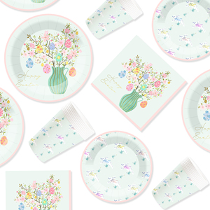 DAMAI New Customized Spring Flower Theme Disposable <b>Paper</b> Plate Napkin <b>Paper</b> <b>Tablecloth</b> with Floral Tableware Set for Birthday - Product Image 2