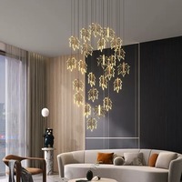 Lustre long en forme de feuille d'érable, LED, hauteur réglable, intensité variable, garantie 5 ans, CRI 90, pour villa, salon, salle à manger, loft