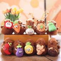 Peluche Capybara Kawaii, jouet en peluche Capybara, porte-clés avec citrouille, piment, aubergine, sac à dos doux