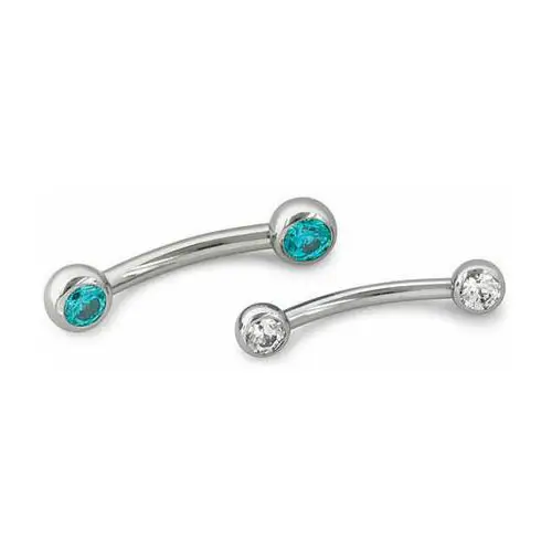 Titanium Bezel Set Forward Facing Crystal Gem Eyebrow Piercing Curved Barbell