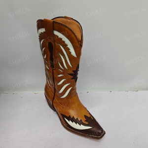 <span class=keywords><strong>Bottes</strong></span> de cowboy occidentales en cuir <span class=keywords><strong>marron</strong></span> SHIKOL pour femmes, talons épais, mi-<span class=keywords><strong>mollet</strong></span>, taille personnalisée 43, <span class=keywords><strong>bottes</strong></span> occidentales rétro à la mode pour femmes - Product Image 2