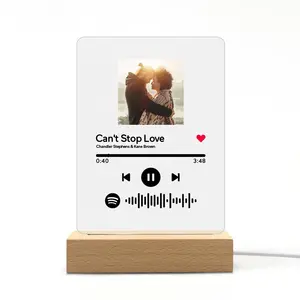 diy कांच तस्वीर प्रकाश Suppliers-कस्टम रोमांटिक उपहार DIY एक्रिलिक एलईडी संगीत Spotify पट्टिका के साथ रोशनी