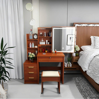Coiffeuse de maquillage d'angle moderne au design européen avec miroir lumineux Meubles de chambre à coucher en bois Commode tiroirs pour lit