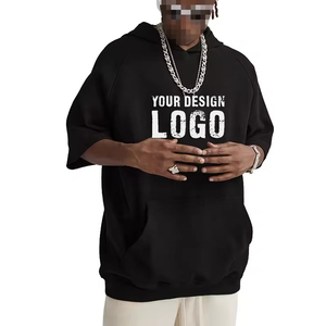 Sweat-shirts pour hommes à manches courtes, épaules tombantes, surdimensionnés, logo personnalisé, décontractés, sport, manches courtes, sweat-shirts pour hommes - Product Image 4