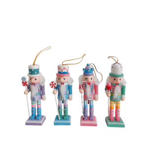 Ensemble de décorations de Noël en bois faites à la main de 13 cm, couleur bonbon, pendentif macaron <span class=keywords><strong>casse</strong></span>-<span class=keywords><strong>noisette</strong></span>, pour décoration suspendue - Product Image 4